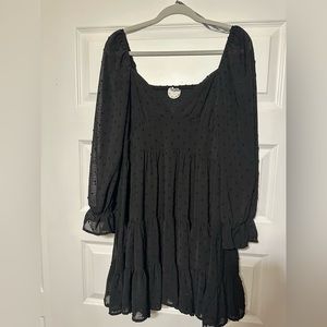 Long sleeve, tiered dress with shimmer